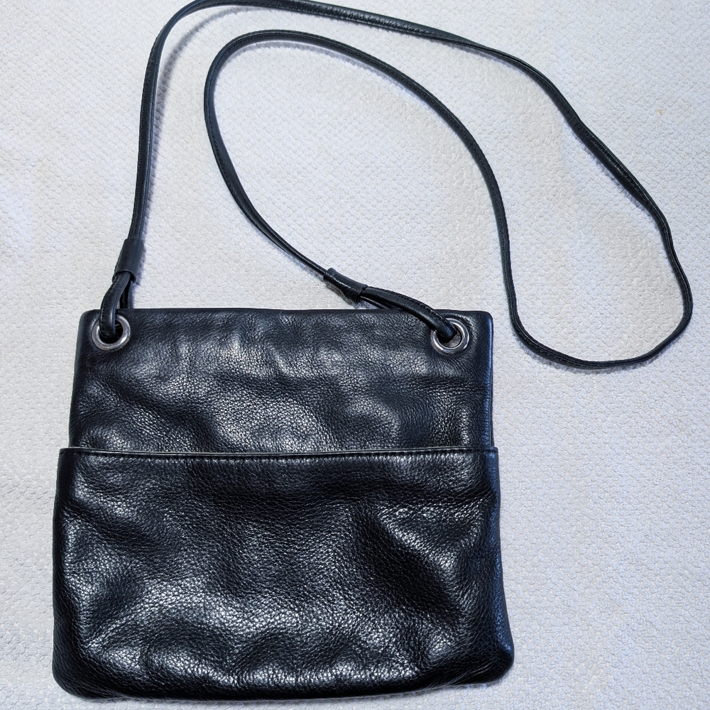 Margot New York Genuine Leather Crossbody Handbag - Black